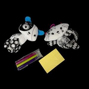 My Look Color & Create Plush Set Sparkly Dog Cat Toys 2010 Cra-Z-Art Pens Pad